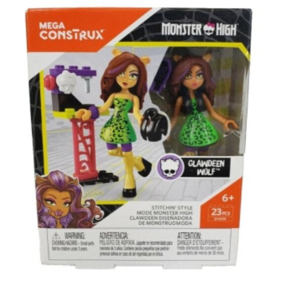 New Monster High Clawdeen Wolf Stitchin' Style Mega Construx Miniature Doll New - Picture 2 of 7